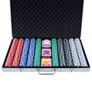 Poker Chip Set 1000PC Chips TEXAS HOLD’EM Casino Gambling Dice Cards