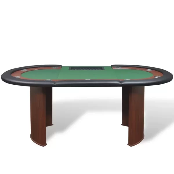 10-Player Poker Table with Dealer Area and Chip Tray Green