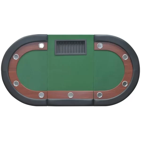 10-Player Poker Table with Dealer Area and Chip Tray Green