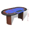 10-Player Poker Table with Dealer Area and Chip Tray Blue