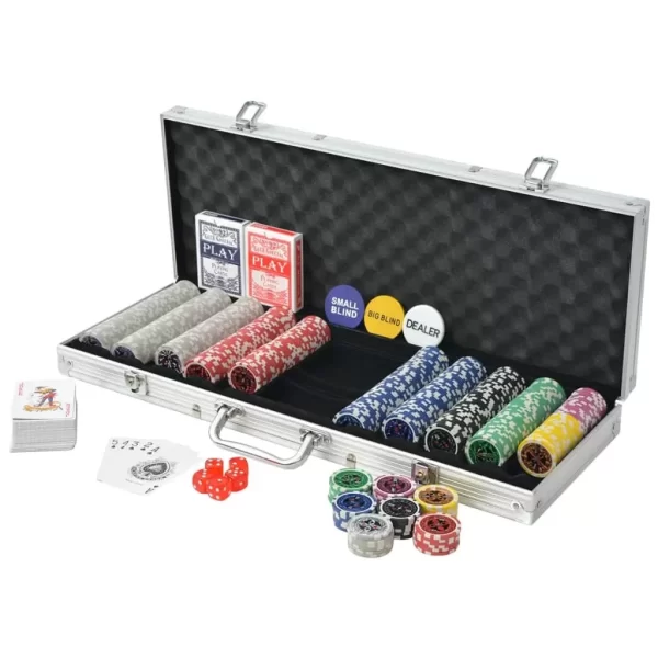 Poker Set with 500 Laser Chips Aluminium