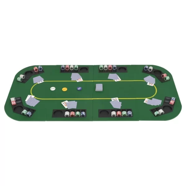 8-Player Folding Poker Tabletop 4 Fold Rectangular Green