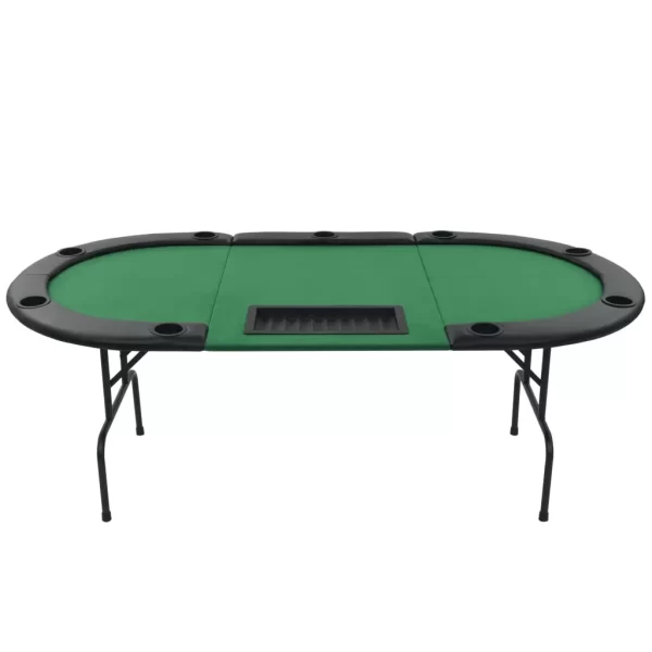 9-Player Folding Poker Table 3 Fold Oval Green