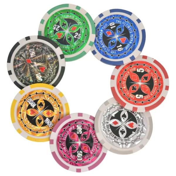 Combine Poker/Blackjack Set with 600 Laser Chips Aluminium